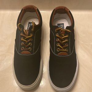Polo Ralph Lauren Vaughn Black Canvas/Leather Men size 9D Excellent Condition